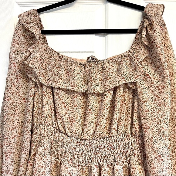 VICI bohemian Ditsy floral tiered maxi smocked waist cottage maxi rust dress M - Picture 10 of 12